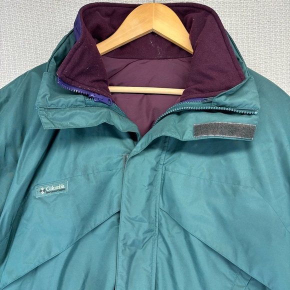 Vtg Columbia Whirlibird 3 in 1 Jacket Men Med Green Full Zip Radial Sleeve Ski - Picture 5 of 11